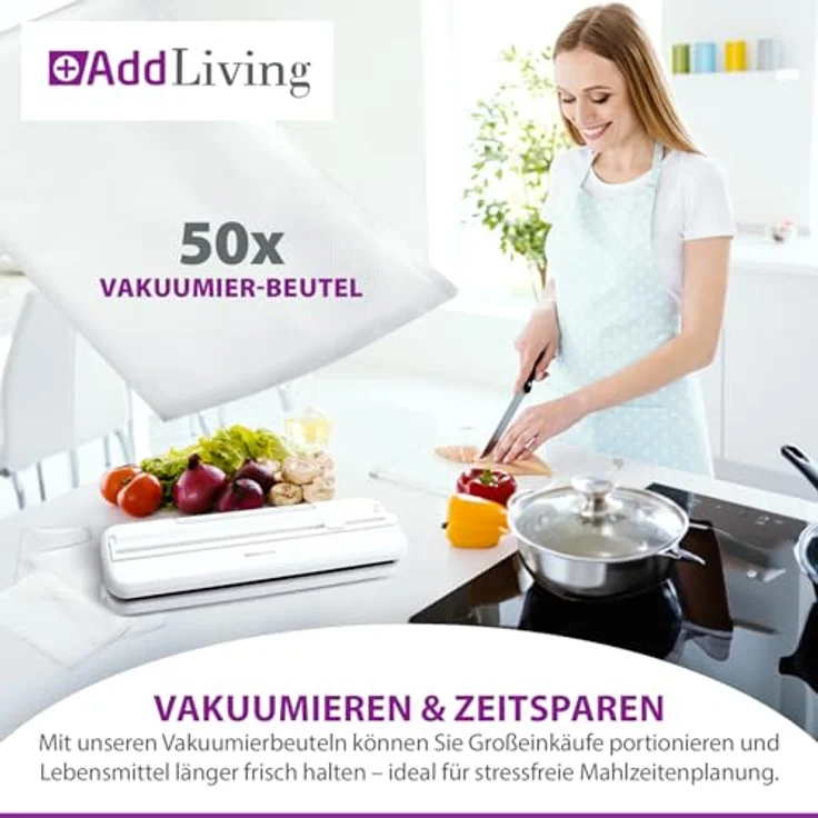 AddLiving 50 Vakuumierbeutel (10x15 cm) | Robuste Sous Vide Beutel für Lebensmittel, hitzebeständig und reißfest, ideal für Vakuumierer – Bild 4
