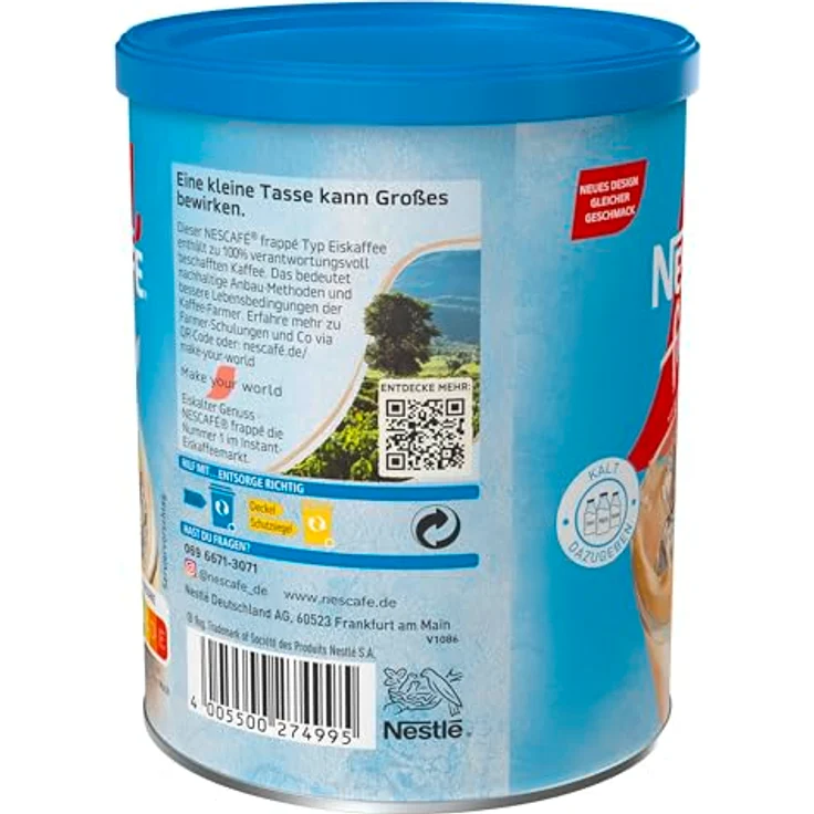 Nescafé Frappé Typ Eiskaffee (Getränkepulver mit Instant Kaffee) 1er Pack (1 x 275g) – Bild 4