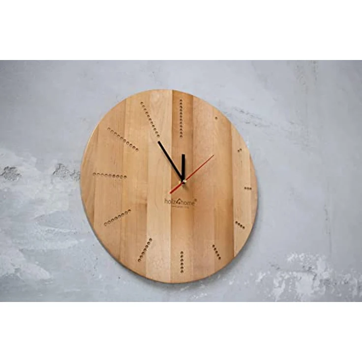holz4home Wanduhr „Dots Round“ Aus Massiver Eiche | Handgefertigtes Unikat Ø 39cm - 2cm Tiefe | Vintage Stil – Bild 4