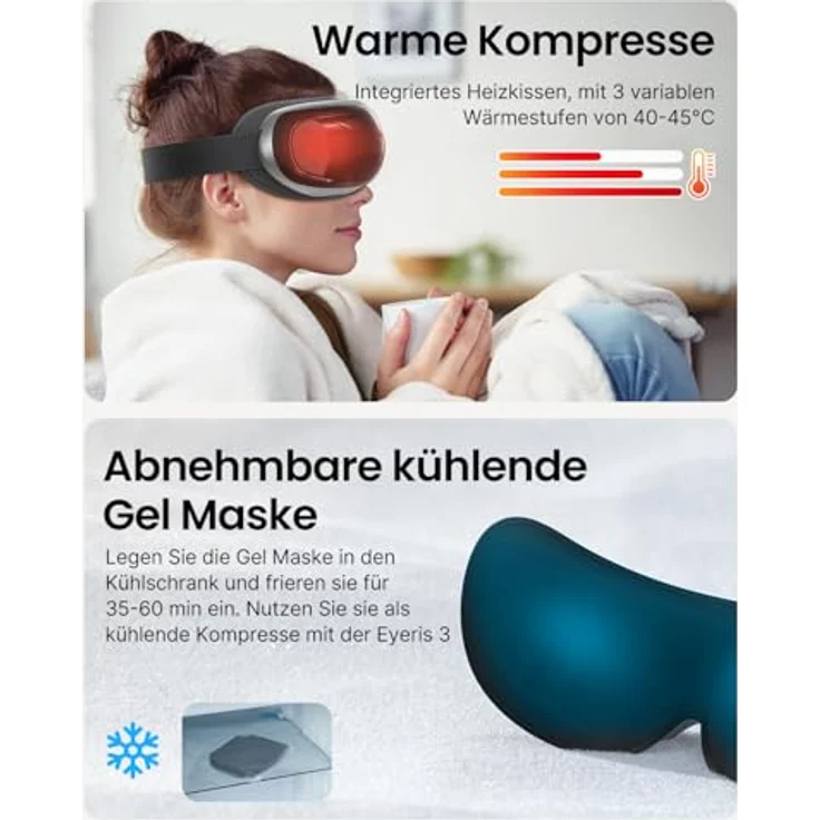 RENPHO Gesichtsmassagegerät Eyeris 3 Augenmassagegerät G010V, Sprachgesteuert mit Wärme, Kühlung und Akupressur – Bild 6