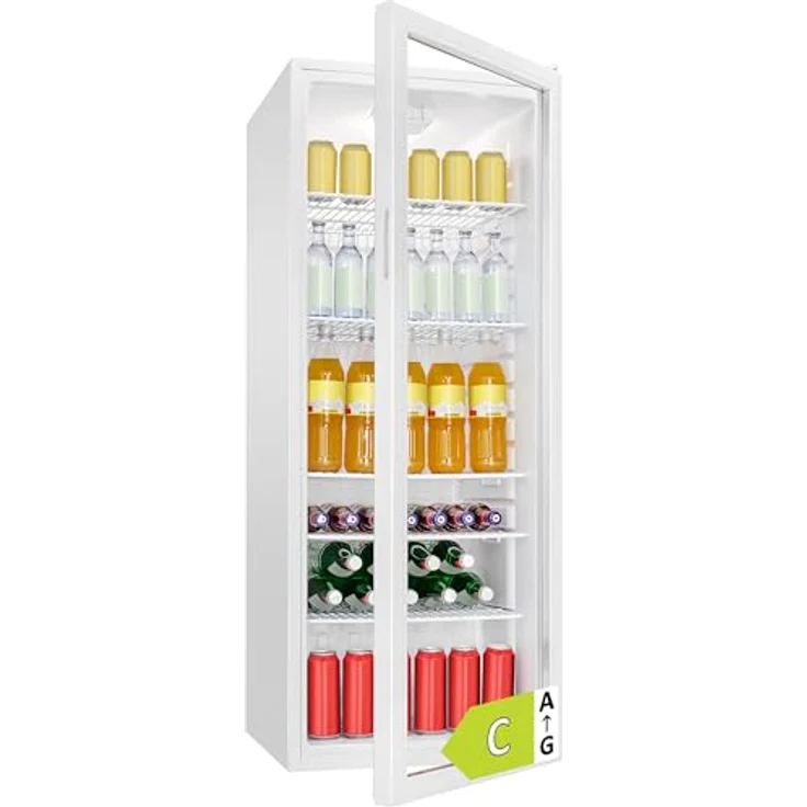 Bomann® KSG 7292, Getränkekühlschrank mit Glastür, 236L, Energieklasse C, MultiAirflow, 5 Gitterablagen, Temperatur 2-12°C, wechselbarer Türanschlag, weiß – Bild 1