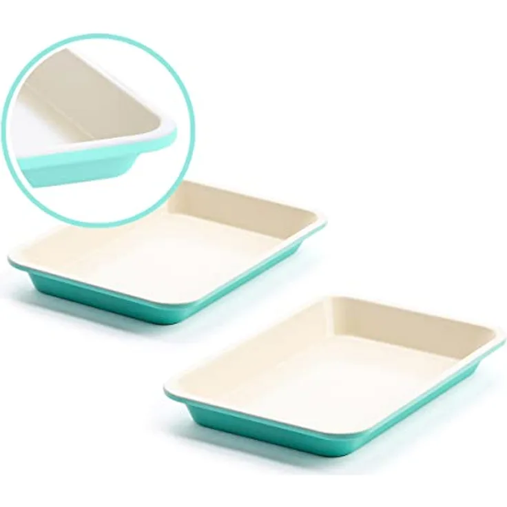 GreenLife Gesunde Antihaftbeschichtung aus Keramik, 2-teiliges Backblech-Set, 33 cm x 23 cm, PFAS-frei, spülmaschinenfest, backofenfest, türkis