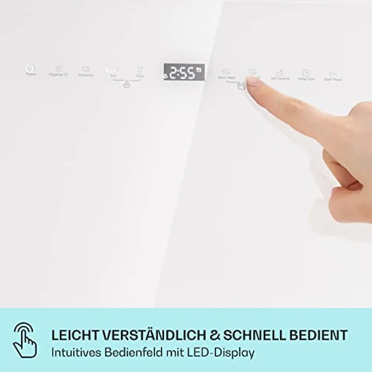 Klarstein Emerald 5 Slim Geschirrspüler freistehend, 7 Programme, Touch-Control, ca. 8 Liter Wasserverbrauch pro Spülgang – Bild 6