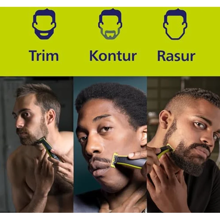 Philips OneBlade QP2630-30 Präzisions Trimmer, Bartschneider, Rasierer abwaschbar Schwarz, Grün, Silber – Bild 5