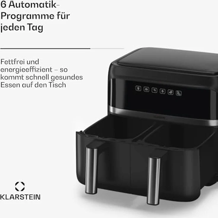 Klarstein Heißluftfritteuse VitaFry Duo, Doppel Heißluftfritteuse 7,6 L 2850W – Bild 6