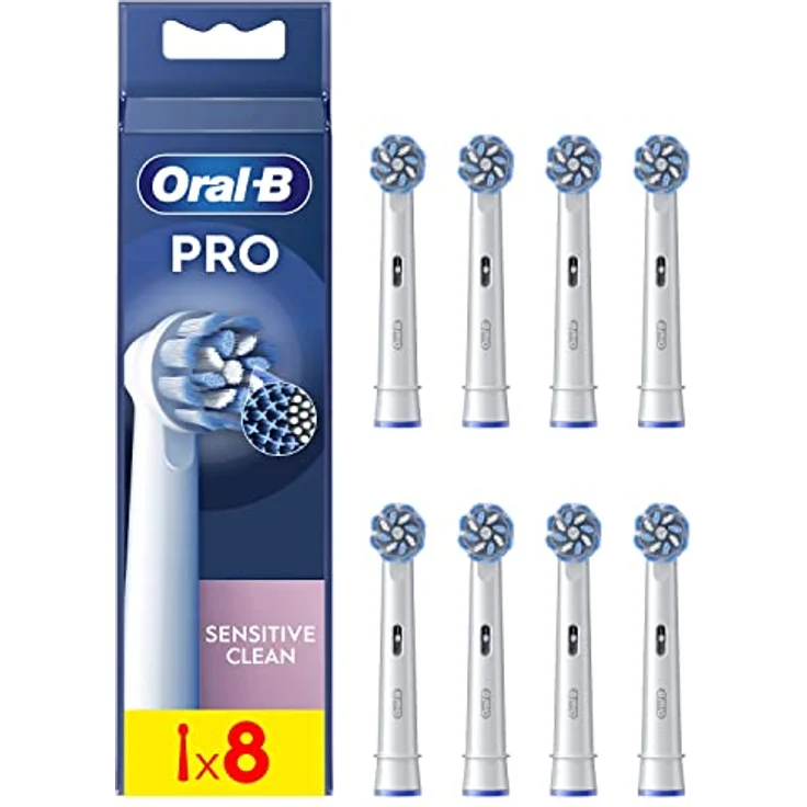 Oral-B Pro Sensitive Clean, Aufsteckbürsten für elektrische Zahnbürste mit X-förmigen & extra weichen Borsten, 8 Stück für effektive Plaque-Entfernung – Bild 1