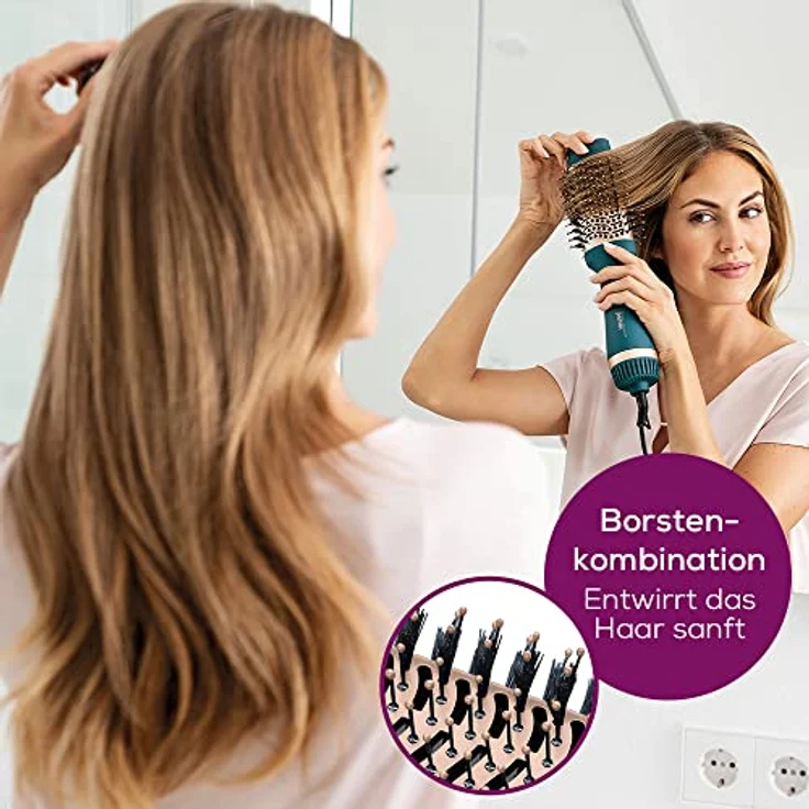 Beurer HC 45 Ocean Volumen- und Haartrocknungsbürste, Warmluftbürste, für mehr Volumen, Keramik-Keratin Beschichtung, 2 Heiz- und Gebläsestufen, Ionenfunktion, blaui – Bild 3