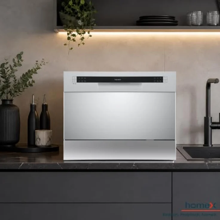 homeX GST6AD-S Mini Geschirrspüler, 6 Programme, AquaStop, für 6 Maßgedecke, Silber – Bild 3