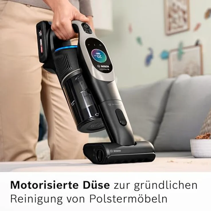 Bosch Mini-Turbo-Düse BHZUNGMP, geeignet für Unlimited 10 Akku-Staubsauger, für schwer erreichbare Stellen und Polster, ideal zur Fahrzeug-Innenreinigung, Turbobürste, Original-Zubehör, schwarz – Bild 2