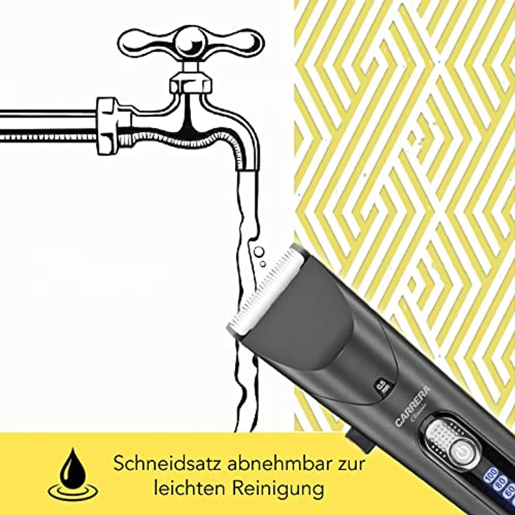 CARRERA Haarschneidemaschine Profi [2H AKKU LAUFZEIT] - Haarschneider mit Kermikklinge & umfangreichem Zubehör - Haartrimmer und Langhaarschneider Herren - Spritzwassergeschütztes Gehäuse – Bild 3