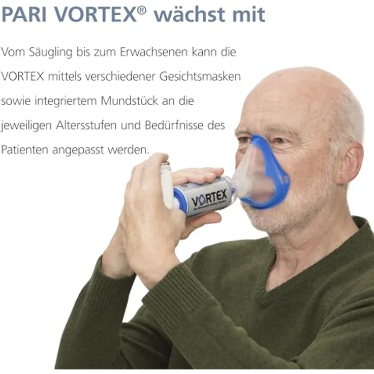 PARI VORTEX Erwachsenenmaske soft mit Maskenanschluss– Inhalierhilfe Zubehör zur Inhalation in Kombination mit Medikamentensprays – 1 Stk. – Bild 5