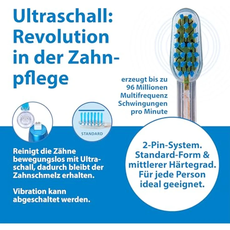 Emmi-dent Ultraschall Zahnbürste Metallic Black Diamond I - Ideal für empfindliche Zähne & Zahnfleisch, ohne Schrubben, Erwachsene & Kinder – Bild 3
