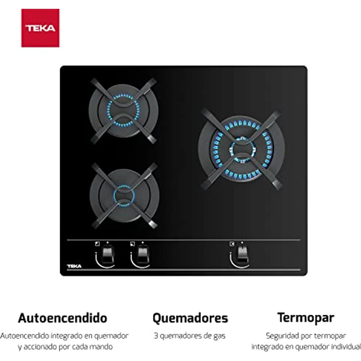 Teka GBC63010 Gaskochfeld Glas schwarz autark 60cm – Bild 4