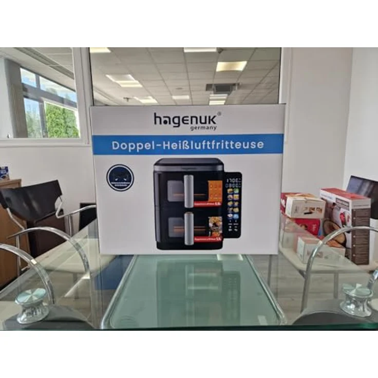 Hagenuk DUAL ZONE Heißluftfritteuse, 12 Liter, 2800 W, Digitales Farbdisplay, 10 Programme, Sichtfenster, Synchronisierungsfunktion – Bild 8