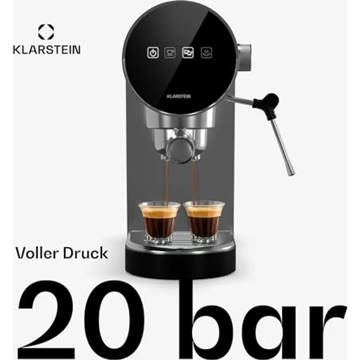 Klarstein Espresso Siebträgermaschine mit Milchaufschäumer, 0,9L Retro Mini-Espressomaschine, 1360 Watt Kaffeemaschine Klein für Cappuccino, Latte & Macchiato – Bild 5