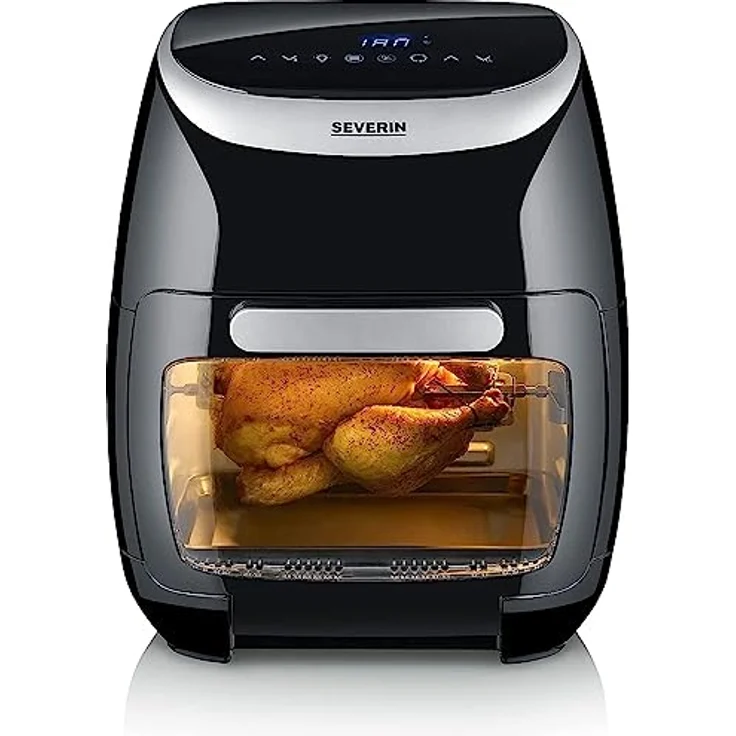SEVERIN Multi Heißluftfritteuse mit 11 Liter Fassungsvermögen, Heißluft Fryer mit umfangreichem Zubehör, Fritteuse ohne Fett mit 8 Automatikprogrammen, 2000 W, schwarz/silber, FR 2446 – Bild 5
