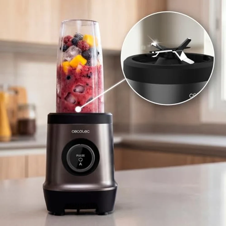 Cecotec Personal Blender Nutriblender Fusion Touch, 1000 W, Black Titanium, 6-Klingen, mit 2 Flaschen (500 ml & 900 ml) – Bild 5