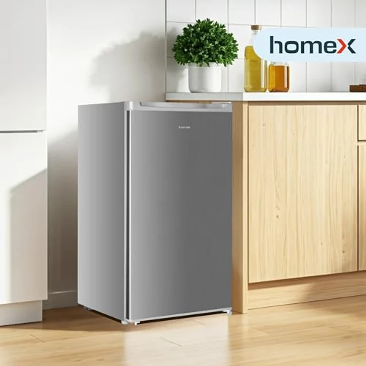 homeX CS1016-S Kühlschrank ohne Gefrierfach, freistehender Tischkühlschrank mit 88L Nutzinhalt, silber – Bild 7