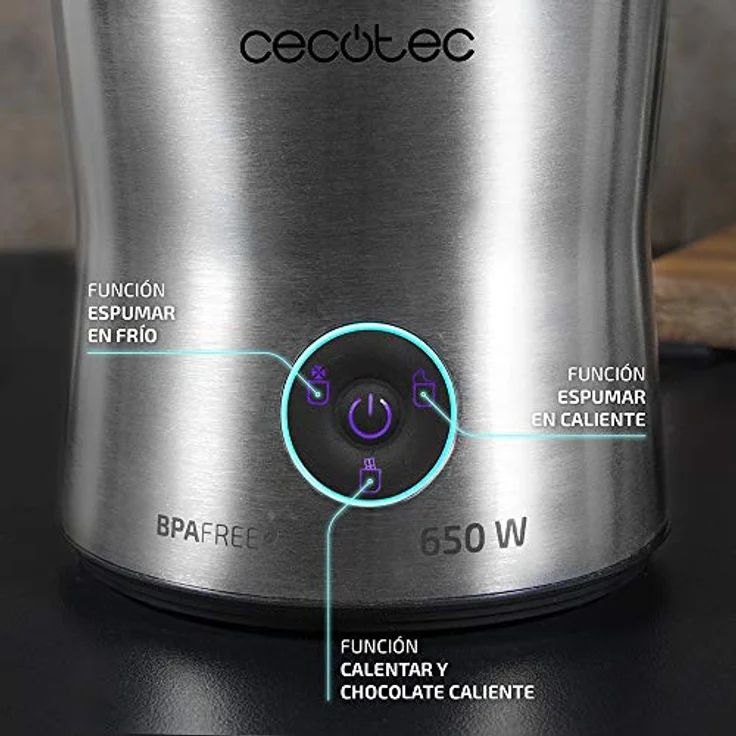 Cecotec Power Moca Spume 5000 Milchaufschäumer, Wireless, 650W, 200ml, 4 Funktionen, Edelstahl – Bild 4