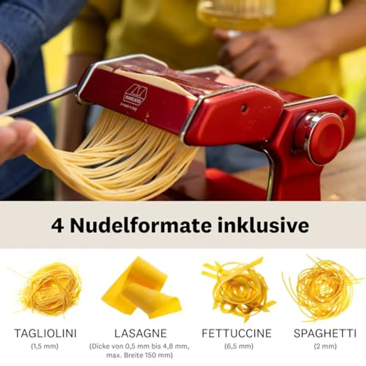 MARCATO Atlas+ Nudelmaschine, frische Pasta aus eloxiertem Aluminium für Lasagne, Fettuccine, Tagliolini und Spaghetti, kompatibel mit zusätzlichem Zubehör, hergestellt in Italien – Bild 3