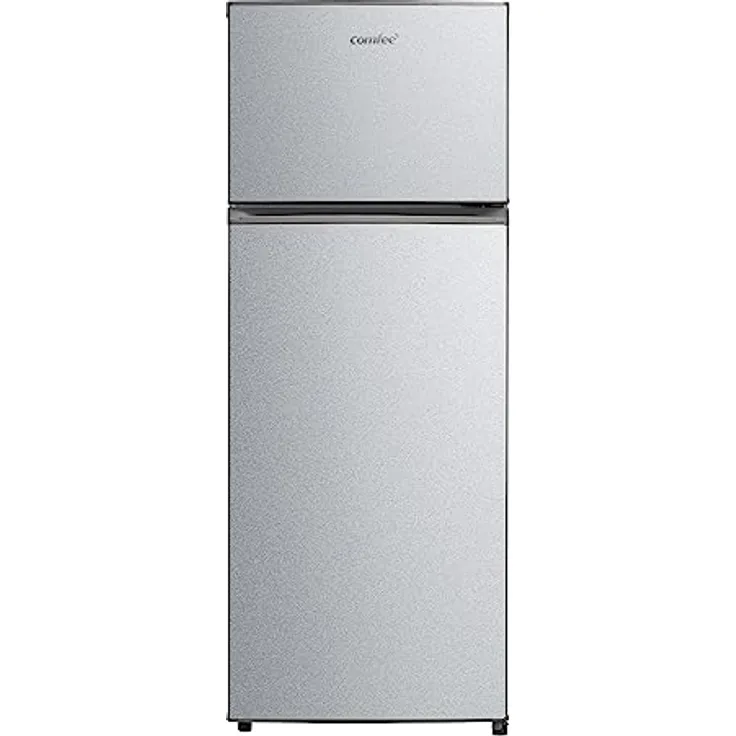 Comfee RCT284DS2 Kühl-/Gefrierkombination/Gefrierteil oben/176 kWh/Jahr/143cm Höhe/LED Licht/Reversibles Türscharnier/Silber