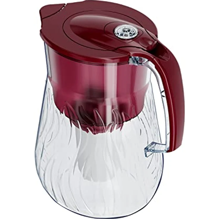 Aquaphor Orlean Filterkanne, 4,2 Liter Wasserfilter aus hochwertigem Glas mit mechanischem Filterindikator, Kirschrot – Bild 3