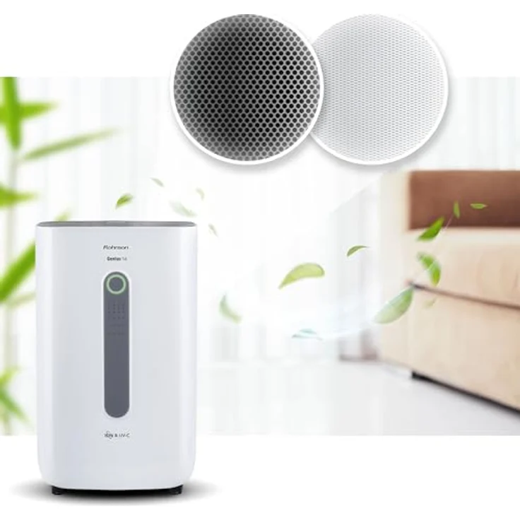 Rohnson R-9916W Genius 16, leiser elektrischer Luftentfeuchter für 100m² mit UV-C Licht, Wi-Fi Steuerung, Turbo-Boost und optionalem HEPA 13 Filter – Bild 3