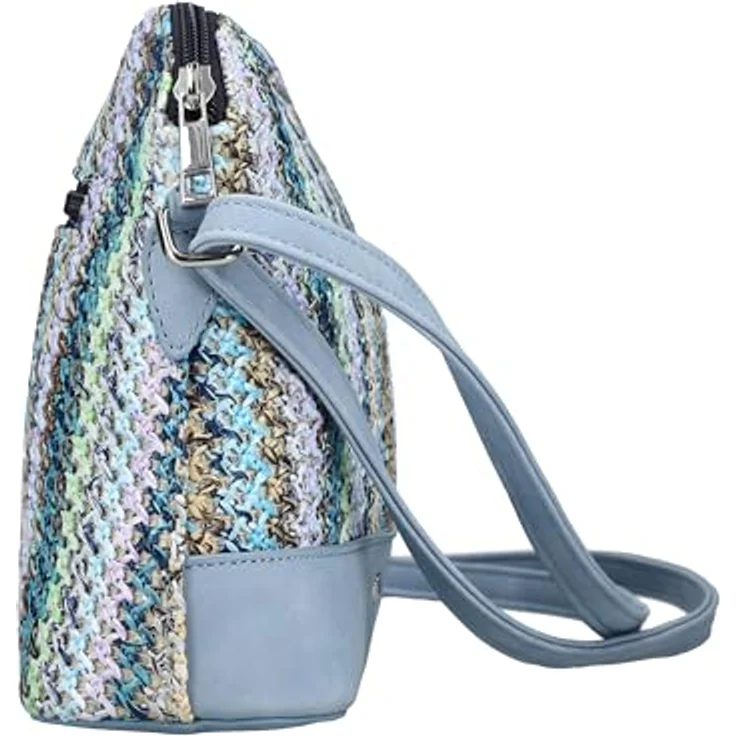 Rieker Umhängetasche, Damen-Schultertasche mit verstellbarem Umhängeriemen und buntem geflochtenem Design – Bild 4