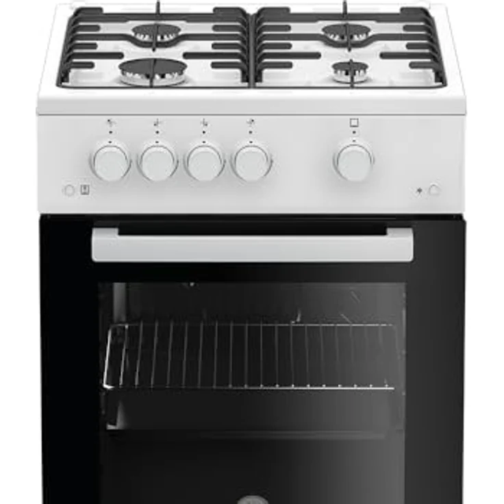 Beko FSG52010FW Freistehender Gasherd, 50 cm mit 4 Kochzonen, Gasbackofen mit Elektrozündung und Innentemperaturanzeige, herausnehmbares Innenglas, Weiß – Bild 2