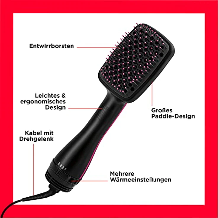 Revlon RVDR5212 Glättbürste, Ionen-Technologie, 800 Watt, 2 Temperaturstufen, Kaltstufe, schwarz – Bild 6