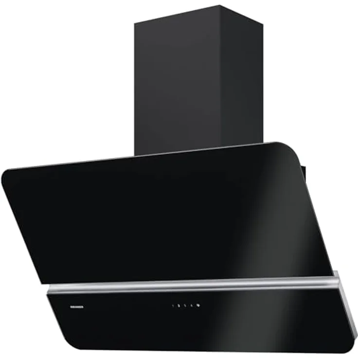 Oranier Kopffreihaube 75 cm - schwarze Dunstabzugshaube mit weißer LED Anzeige - Abluft Schräghaube mit 4 Leistungsstufen - Touch-Control - SIGNA75S1