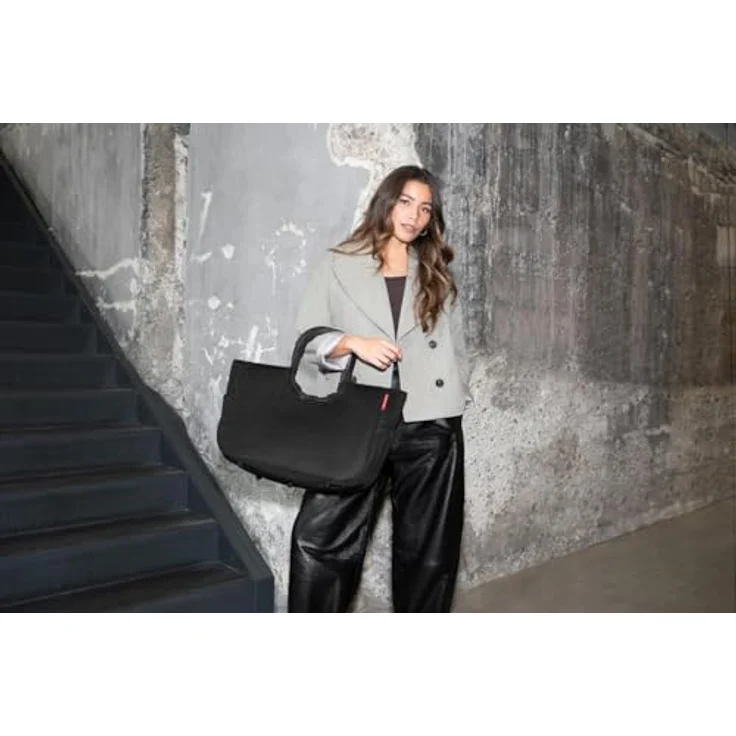 reisenthel loopshopper L mesh black, Einkaufstasche mit 25 l Volumen, schwarz, wasserabweisend, mit Innentasche und Aluminiumgriffen – Bild 5