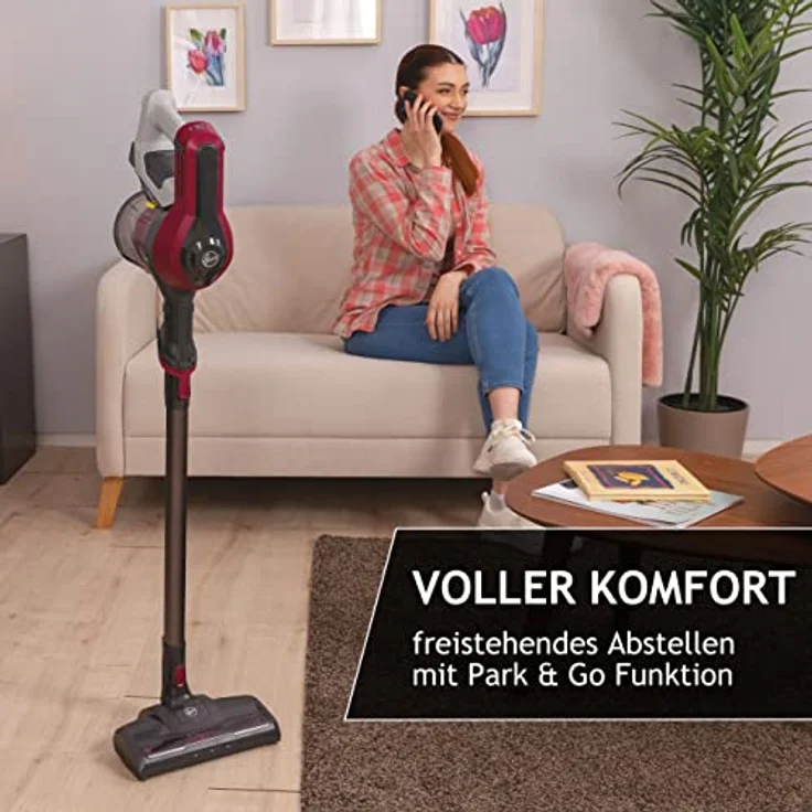 Hoover HF1 PETS Akku-Staubsauger ohne Beutel + Tierdüse – bis zu 120 m² mit 1 Akkuladung – kabelloser Staubsauger mit LED, XL Staubbehälter & Parkfunktion – Handstaubsauger mit Fugendüse & Staubbürste – Bild 5