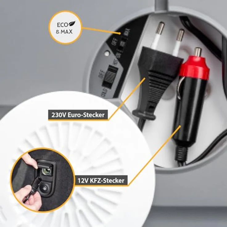 TZS First Austria Kühlbox 32L, elektrisch mit 12V & 230V, thermoelektrische Cool Box zum Kühlen & Warmhalten, transportabel mit Griff, Grau – Bild 5