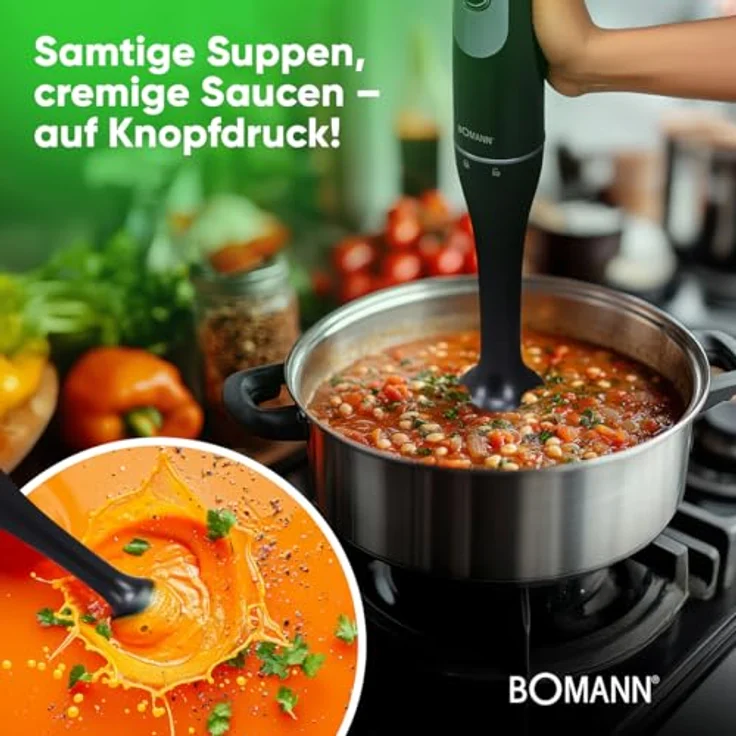 BOMANN Stabmixer SM 6081 CB, Edelstahl-Stabmixer mit 350 W, Turbo-Mode für Smoothies und Babynahrung – Bild 3