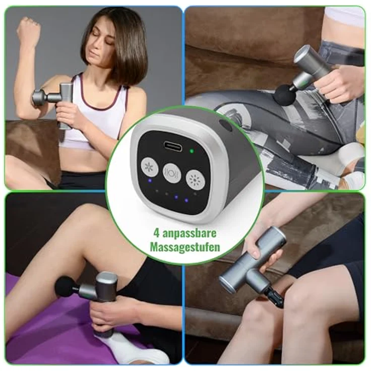 Lifenaxx Muskel-Massagegerät Wärme-Kälte-Therapie Pro LX-041 - Massagepistole mit 6 Stufen, 5 Massageköpfe, 2000mAh Batterielaufzeit in Schwarz – Bild 4