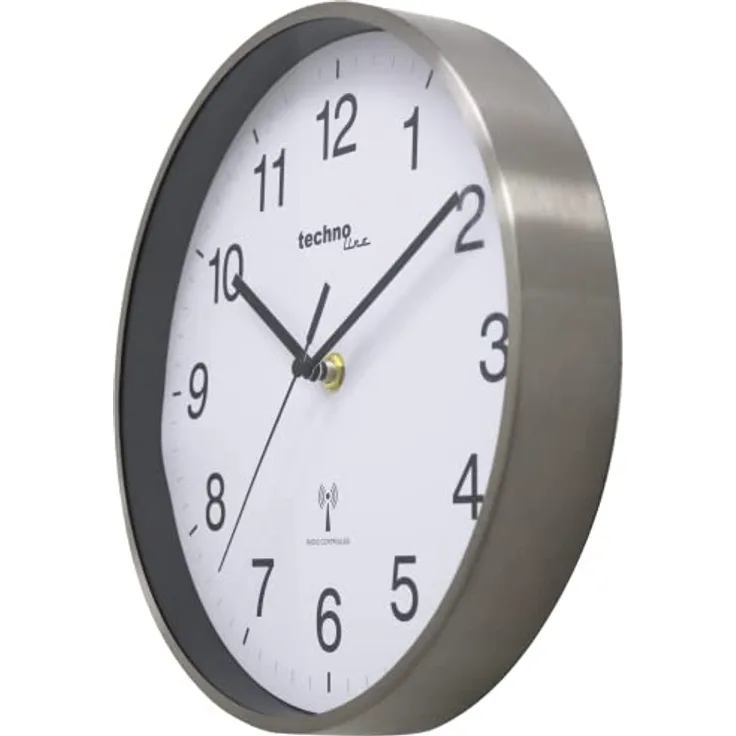 Technoline kleine, analoge Funkwanduhr WT8925 in Silber, 25 cm