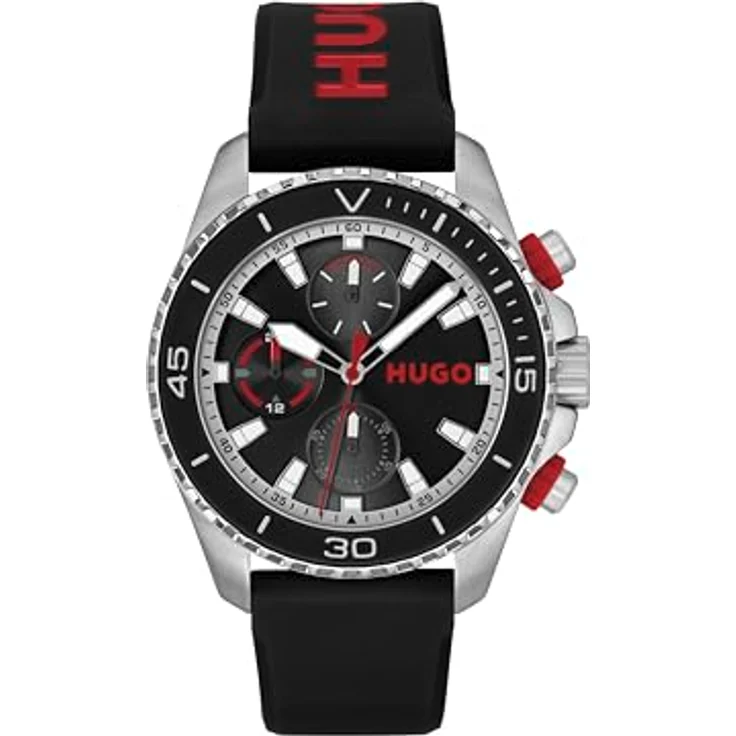 HUGO Multifunktionsuhr #DIVE 1530427, Quarzuhr mit Silikonarmband, analog für Herren, modernes Design – Bild 1