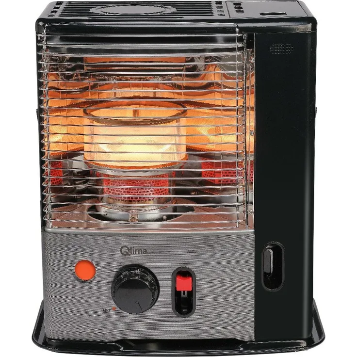 Qlima Dochtofen R 8128S C-2, Heizofen mit Doppelglas-Verbrennungssystem, edelstahl/schwarz