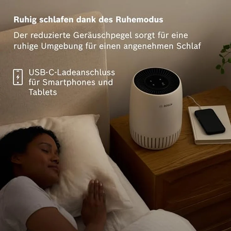 Bosch Luftreiniger Air 500, HEPA-Filter für Räume bis 42 m², kompaktes Design mit USB-C-Ladeanschluss – Bild 4