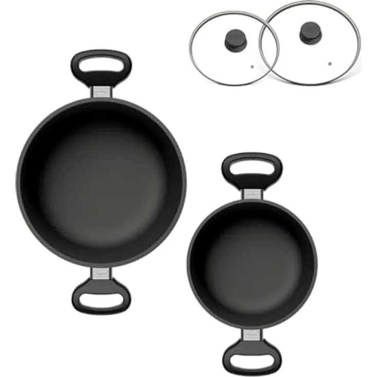 Hoffmann STONIQ Kochtopf Set, Antihaftbeschichtet, PTFE und PFAS-frei, Induktionsgeeignet, Backofenfest bis 300°C, 20 + 24 cm, Made in Germany