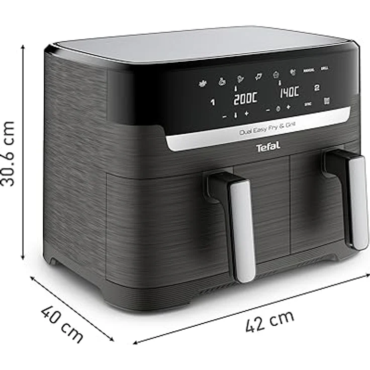 Tefal EY905B10 Easy Fry & Grill Dual XXL, 8,3 L, Edelstahl, Energieeinsparung, 8 automatische Kochprogramme – Bild 3