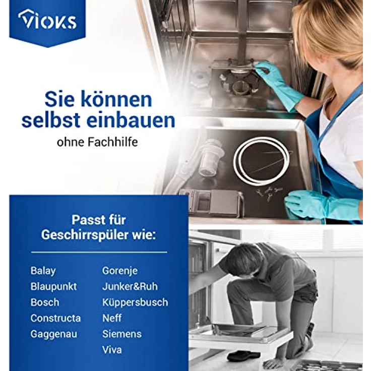 VIOKS Reparatursatz Pumpentopf Dichtung 12005744 für Spülmaschine Bosch/Neff/Pumpentopfdichtung Siemens/Constructa- Ø 182mm Siemens Pumpentopfdichtung/Bosch Silence Plus Ersatzteile bei Fehler E15 – Bild 5