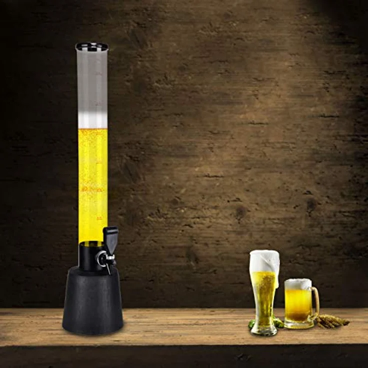 Spetebo Zapfsäule mit Zapfhahn, Getränkespender für 3 Liter, schwarz/transparente Ausführung, Höhe 88 cm – Bild 2
