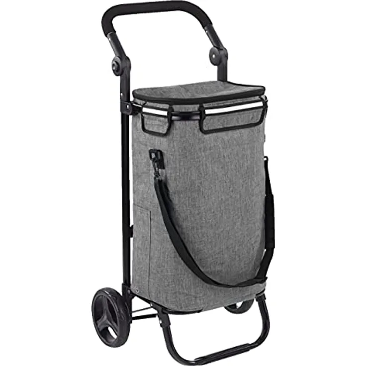 Maximex Einkaufs-TROLLEY Thermo & Comfort - Platzsparender Einkaufswagen, Polyester, 45 x 95 x 28 cm, Hellgrau