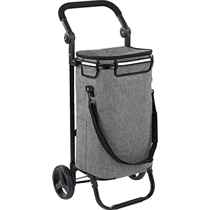 Maximex Einkaufs-TROLLEY Thermo & Comfort - Platzsparender Einkaufswagen, Polyester, 45 x 95 x 28 cm, Hellgrau – Bild 1
