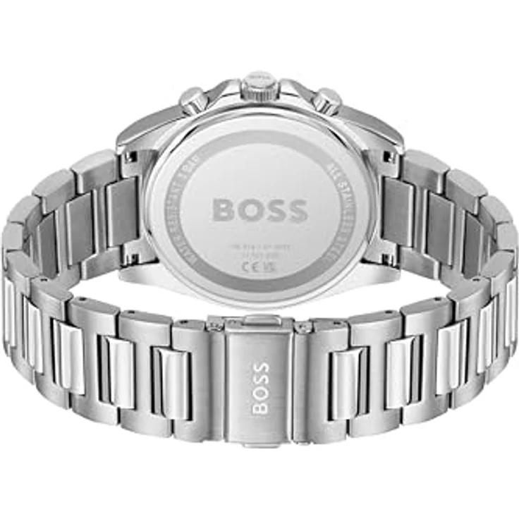 BOSS Strike Chrono, Chronograph Quarz Uhr für Herren mit grünem Sonnenstrahl-Zifferblatt und silbernem Edelstahlarmband, 41 mm, 5 ATM wasserfest, 1514241 – Bild 3