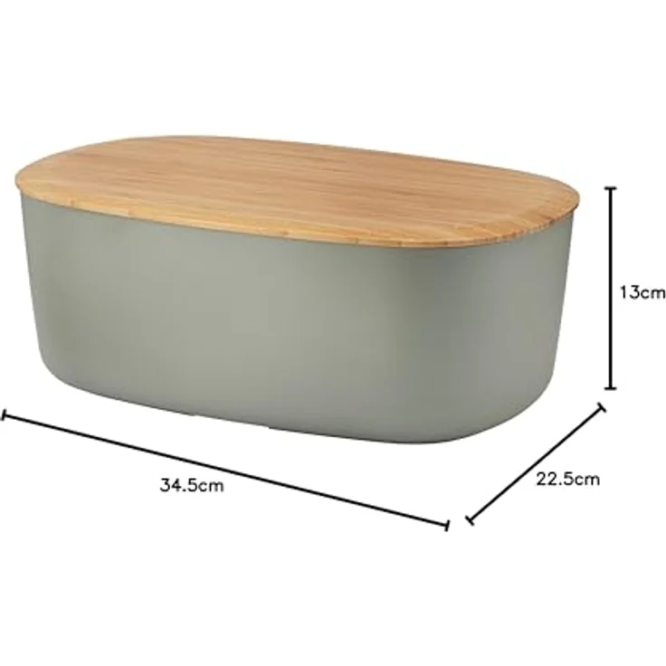 RIG-TIG Brotkasten BOX-IT - Aufbewahrungsbox für Brot, Brötchen, Kekse, Gebäck, Schneidebrett als Deckel - Skandinavisches Design, Küchenzubehör - warm grau – Bild 2