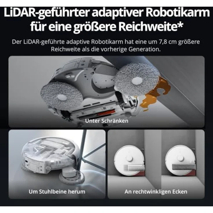 DJI ROMO P2, KI-gestützter Saug- und Wischroboter mit 36.000 Pa Saugleistung und Selbstreinigungstechnologie, schwarz – Bild 4