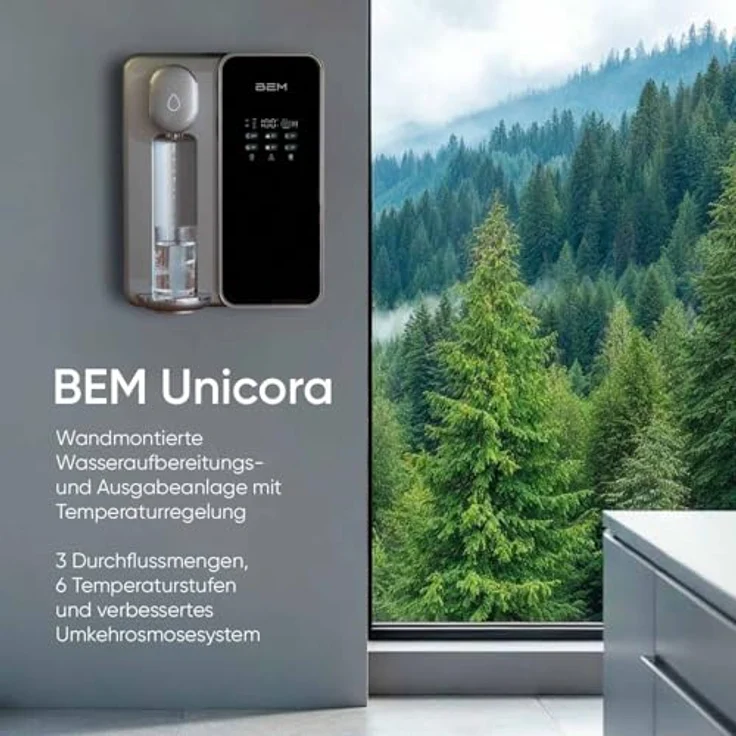 BEM Unicora Wasserfilter Umkehrosmoseanlage mit UV-Direktanschluss, Heißwasserspender, 6 Temperaturstufen, TDS Monitor – Bild 2